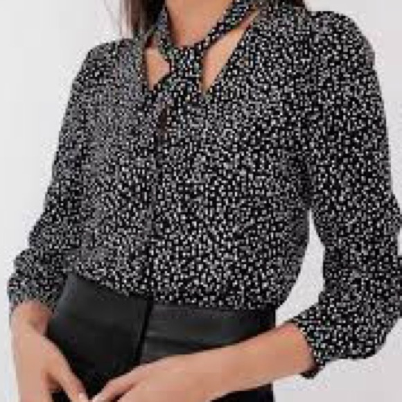 MAJE • COSINI PRINTED TIE NECK TOP • NWT - Picture 3 of 10